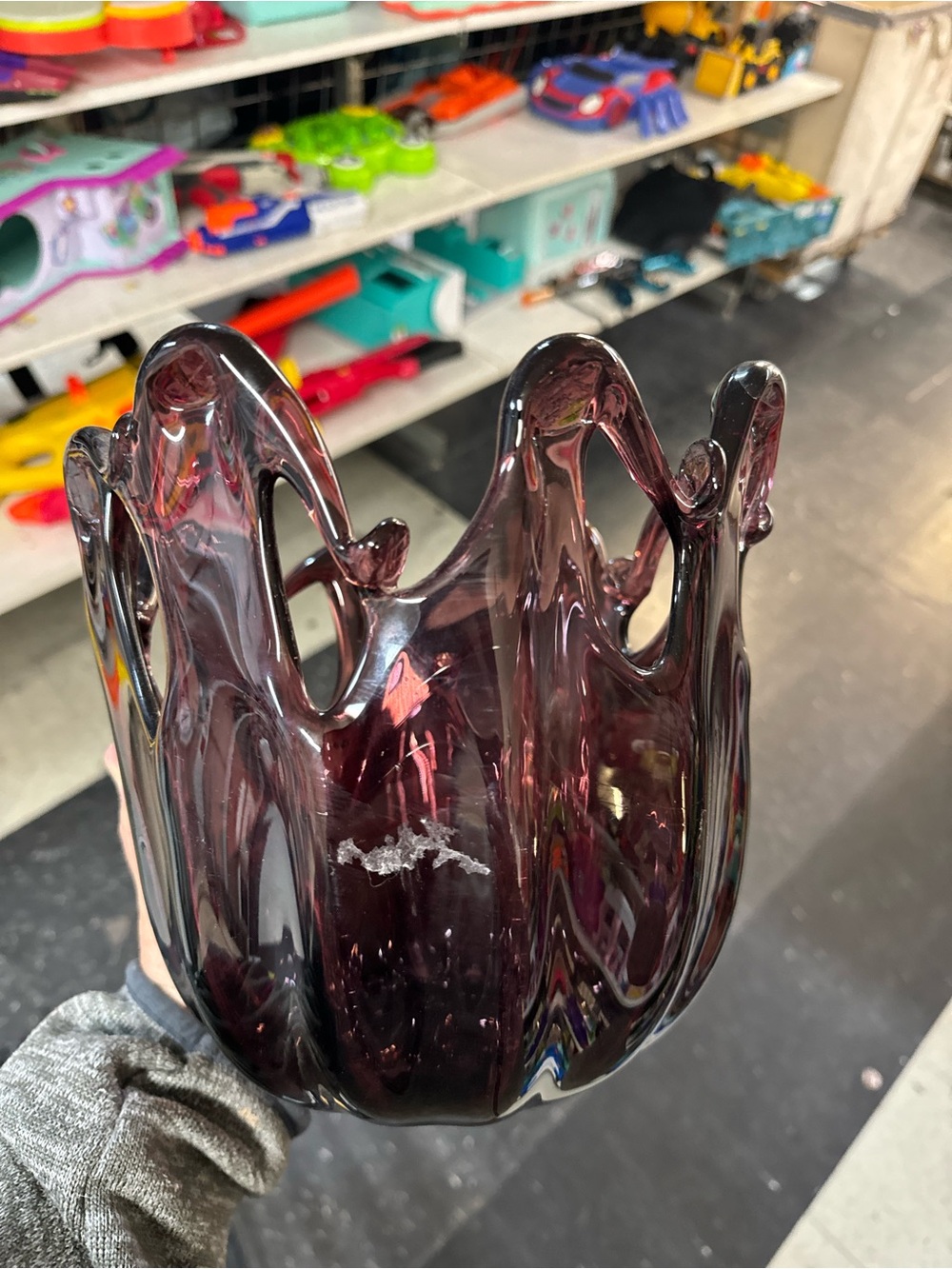 Handblown Purple Murano Art Glass Vase Made in Italy